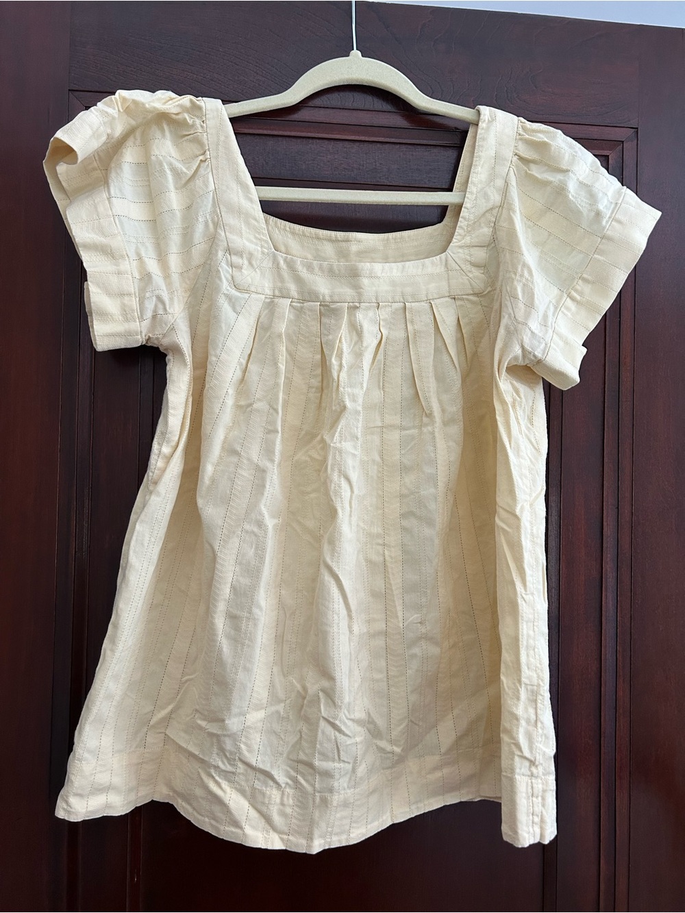 Women's Square Neck Short Sleeve Top in Cream